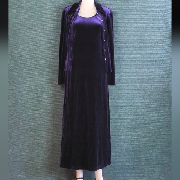 Vintage Karin Stevens Purple Velvet Maxi-Dress With Jacket - Picture 5 of 17
